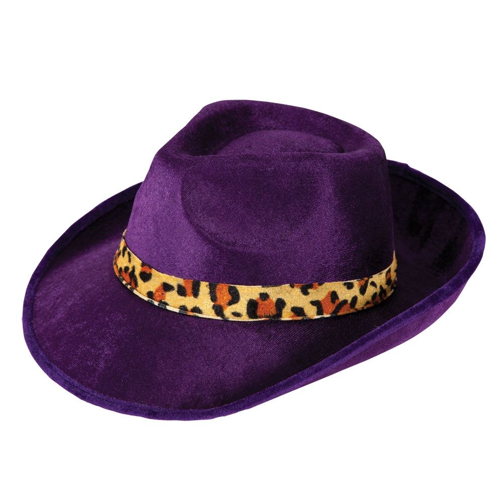 Adult Mens Purple Pimp 1970's Fancy Dress Costume Hat Accessory BH458