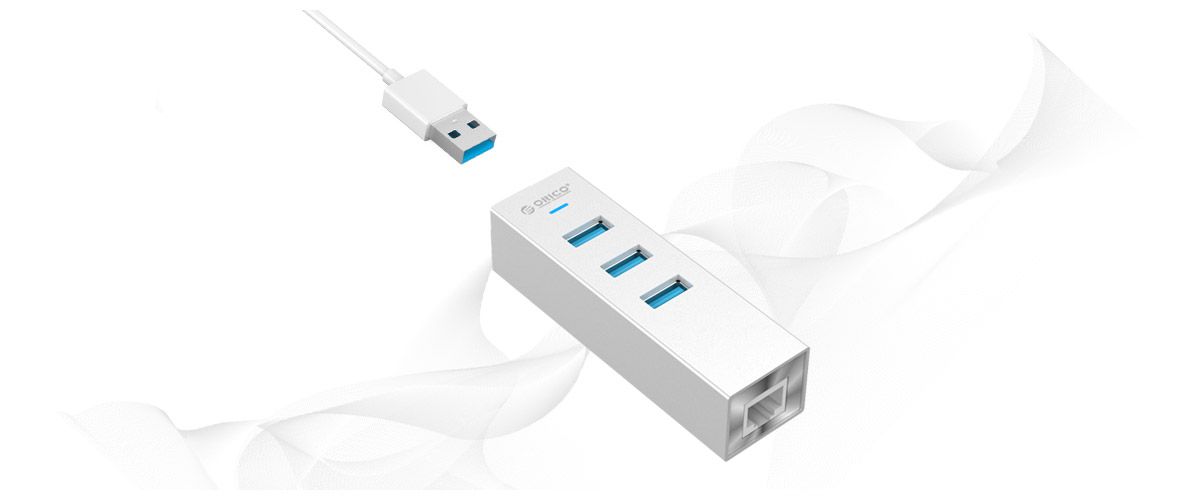 Bộ chia USB 3.0 3 Port + LAN Gigabit Orico MSH3L-U3 chính hãng