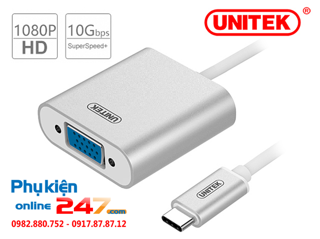 cap chuyen doi USB type C sang VGA Unitek Y-6308 MacBook, Chromebook