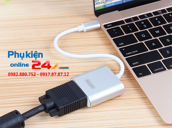 cap chuyen doi USB type C sang VGA Unitek Y-6308 MacBook, Chromebook