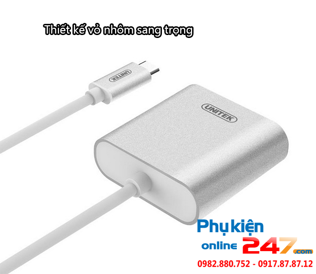 cap chuyen doi USB type C sang VGA Unitek Y-6308 MacBook, Chromebook