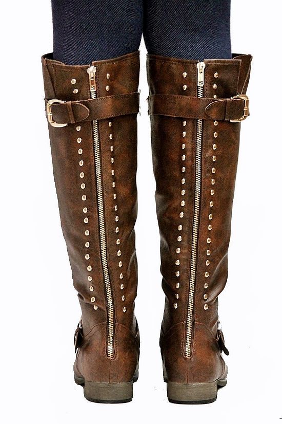 black riding boots with gold zipper