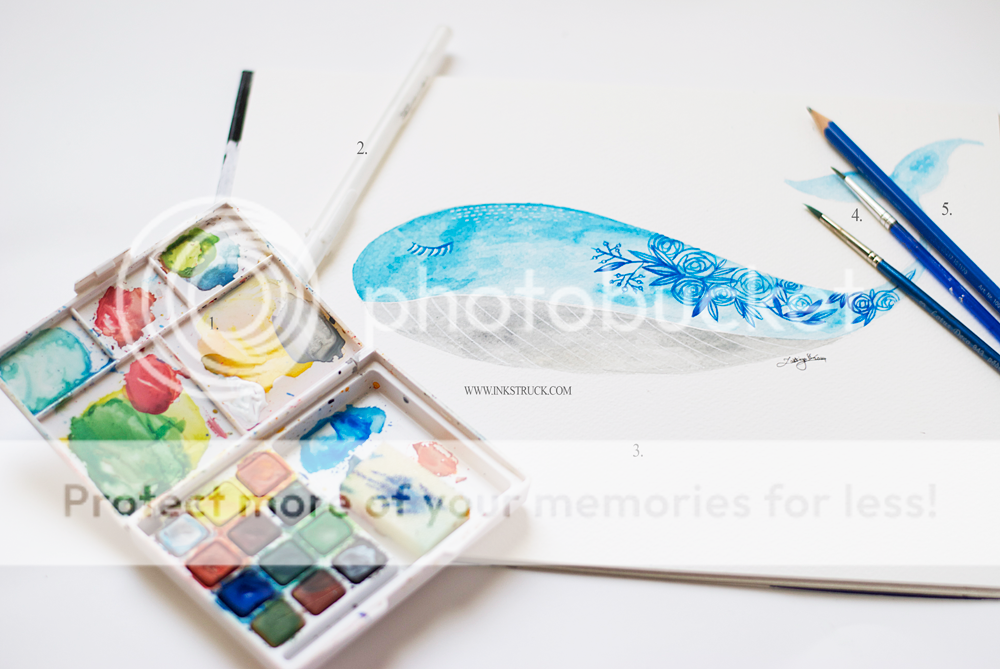Watercolor floral whale illustration tutorial - Zakkiya Hamza | Inkstruck Studio