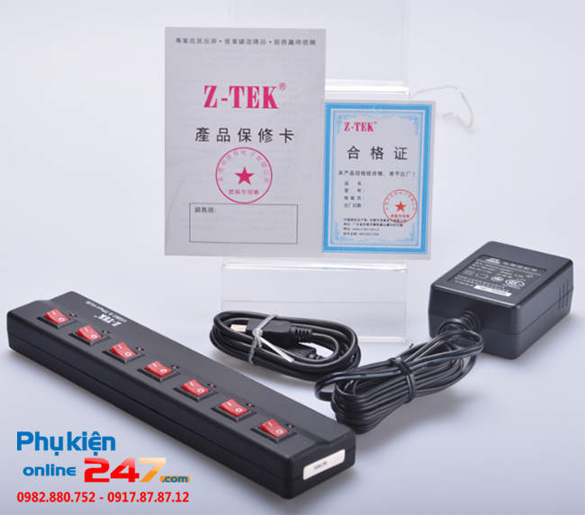 bo chia usb 7 cong co nguon phu ztek ze532