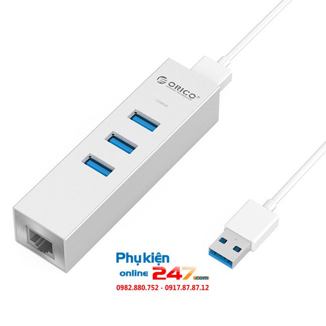 Bộ chia USB 3.0 3 Port + LAN Gigabit Orico ASH3L-U3
