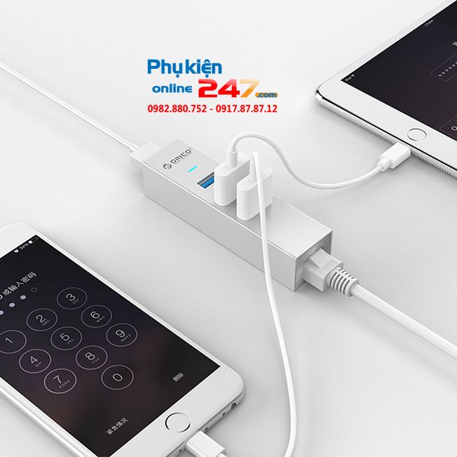 Bộ chia USB 3.0 3 Port + LAN Gigabit Orico ASH3L-U3