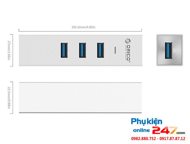 Bộ chia USB 3.0 3 Port + LAN Gigabit Orico ASH3L-U3